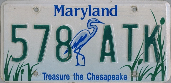 MARYLAND Treasure the Chesapeake - Nummernschild # 578ATK ...