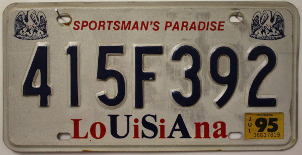 LOUISIANA Sportsman's Paradise - Nummernschild # 415F392 =