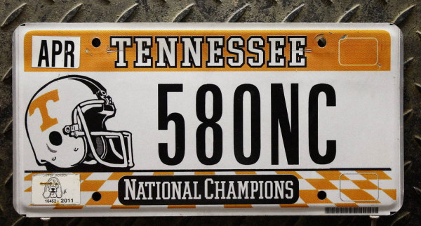 TENNESSEE National Champions - Nummernschild # 580NC