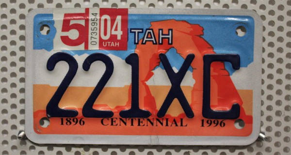 Motorradschild UTAH Nummernschild # 221XC =