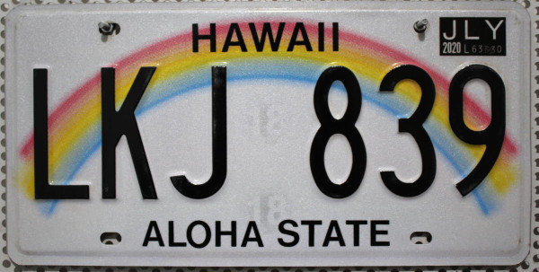 HAWAII Regenbogen Motiv - Nummernschild # LKJ839 =