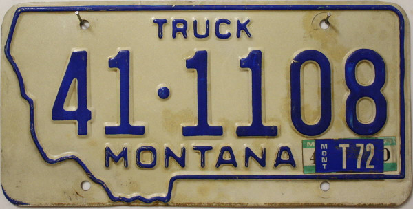 MONTANA 1972 Oldtimer Nummernschild # 41.1108 =