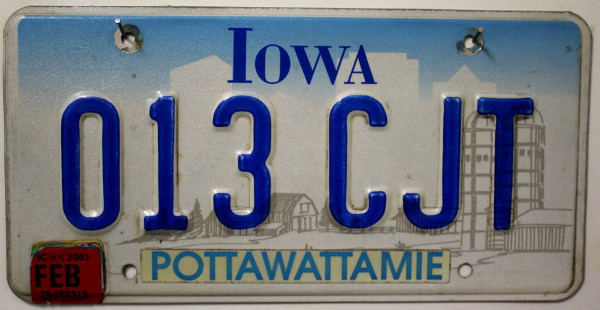 IOWA - Kfz Nummernschild # 013CJT =