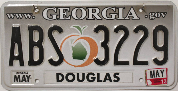 GEORGIA Pfirsich Grafik - Nummernschild # ABS3229 =