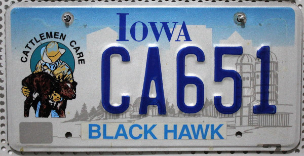 IOWA Cattleman Care - Nummernschild # CA651 ... ≡