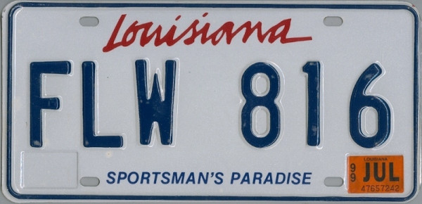 LOUISIANA Sportsman's Paradise - Nummernschild # FLW816 =