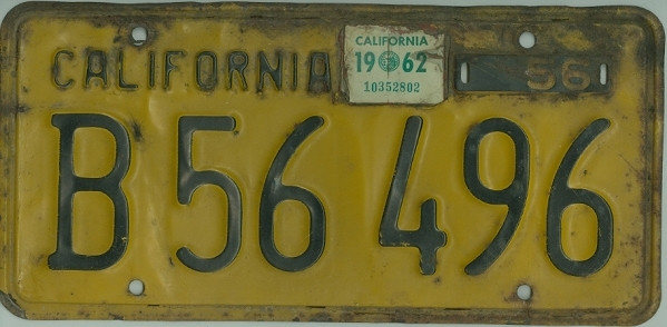 CALIFORNIA 1956 Basis - Nummernschild ## B56496 =