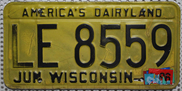 WISCONSIN America's Dairyland - Nummernschild # LE8559 =