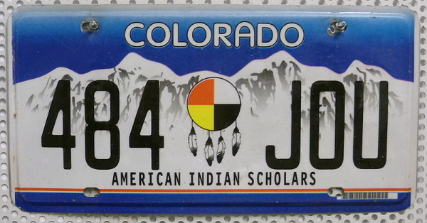 COLORADO American Indian Scholars - Nummernschild # 484JOU ...