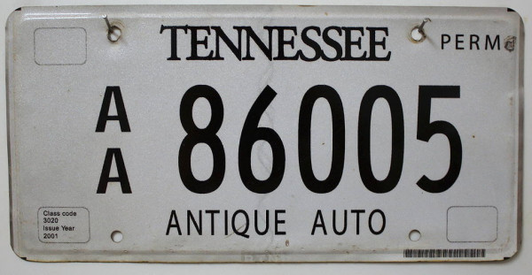 TENNESSEE antique auto - Nummernschild # AA-86005 =