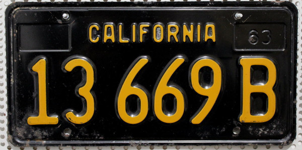 CALIFORNIA 1963 Oldtimer Nummernschild # 13669B ... ≡