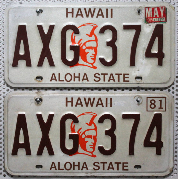HAWAII Schilder PAAR - Zwei USA Nummernschilder # AXG374