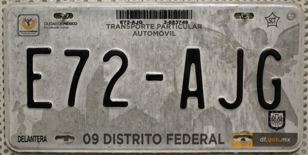 DISTRITO FEDERAL - Mexiko Nummernschild # E72AJG