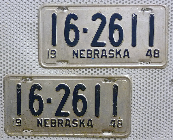 NEBRASKA 1948 Oldtimer Schilder PAAR - USA Nummernschilder # 162611