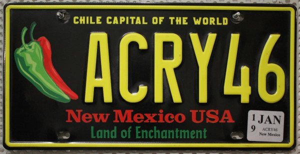 NEW MEXICO C.Capital of the World - Nummernschild # ACRY46 =