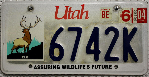 UTAH Assuring Wildlife's Future - Nummernschild # 6742K =