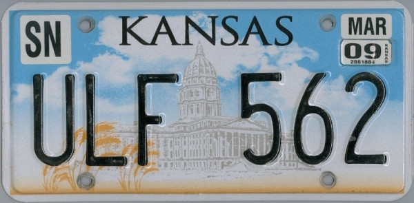 KANSAS Capitol Graphic - Nummernschild # ULF 562
