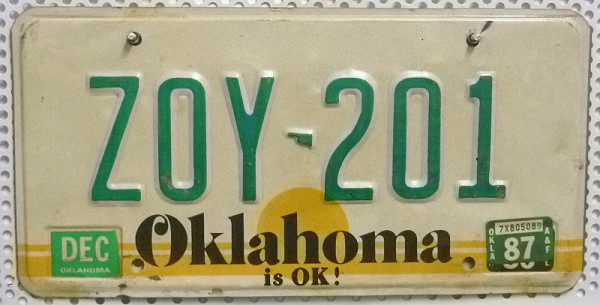 OKLAHOMA is OK ! - Nummernschild # ZOY201 =