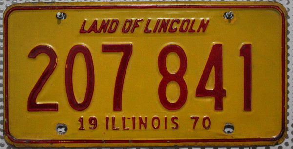 ILLINOIS 1970 Oldtimer Nummernschild # 207841