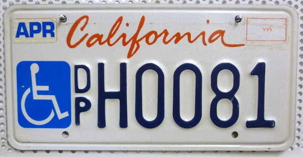 CALIFORNIA Handicapped Special - Nummernschild # H0081 ...