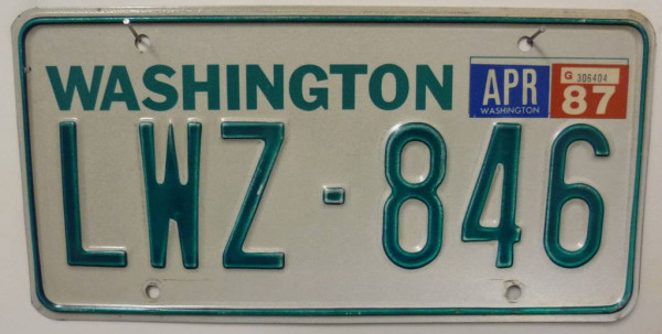 WASHINGTON Typ Grün - Nummernschild # LWZ846 =