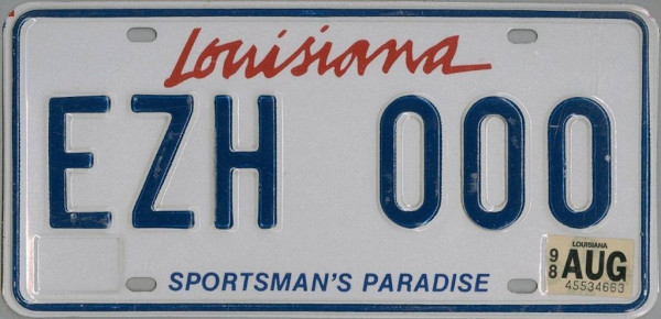 LOUISIANA Sportsman's Paradise - Nummernschild # EZH000