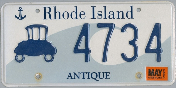 RHODE ISLAND Antique - Nummernschild # 4734 =