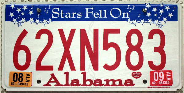 ALABAMA Stars - Nummernschild # 62XN583 =