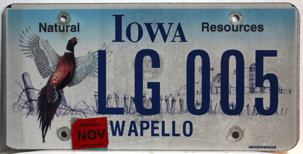 IOWA Natural Resources - Nummernschild # LG005 ≡