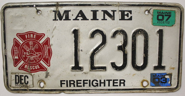 MAINE Firefighter - Nummernschild # 12301 =