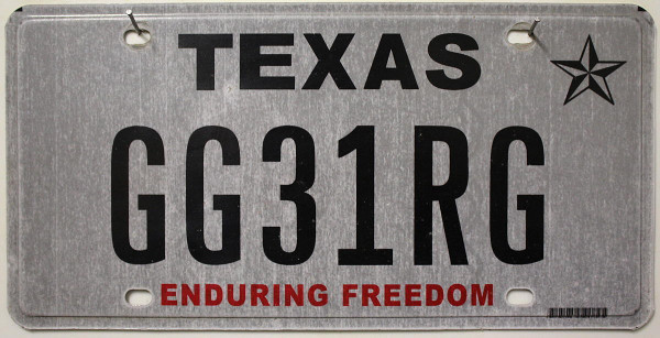 TEXAS Enduring Freedom - Nummernschild # GG31RG ...