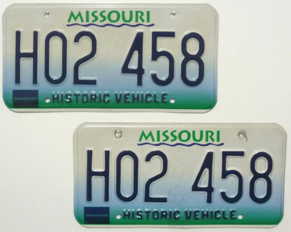 MISSOURI Schilder PAAR Historic V. - Zwei USA Nummernschilder # HO2458