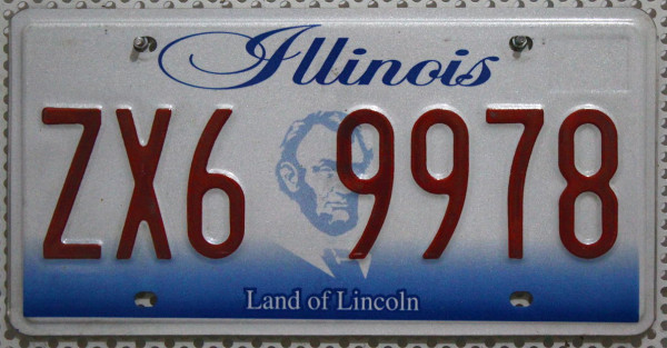 ILLINOIS Land of Lincoln - Nummernschild # ZX69978 ...