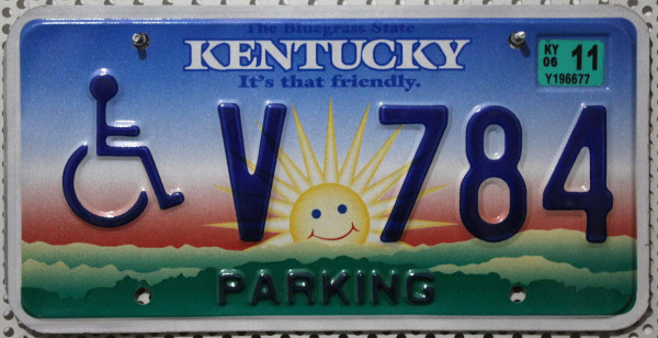 KENTUCKY Handicapped Special - Nummernschild # V784 =