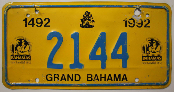 BAHAMAS First Landfall 1492 - Nummernschild # 2144