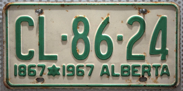 ALBERTA 1967 Oldtimer Nummernschild # CL8624