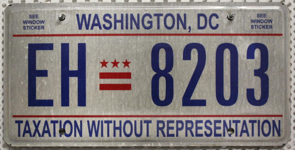WASHINGTON D.C. District of Columbia - Nummernschild # EH8203 ...