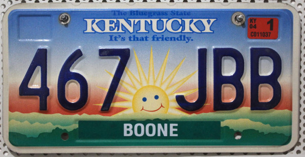 KENTUCKY It's that friendly - Nummernschild # 467JBB =