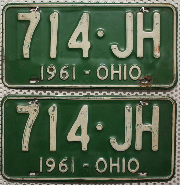 OHIO 1961 Oldtimer Schilder PAAR - USA Nummernschilder # 714JH