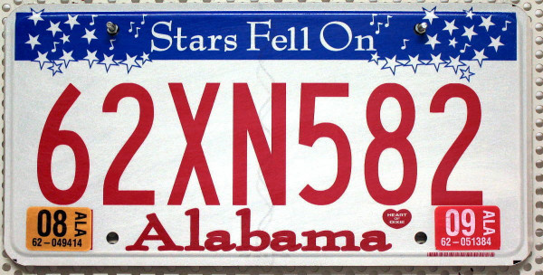 ALABAMA Stars - Nummernschild # 62XN582 =