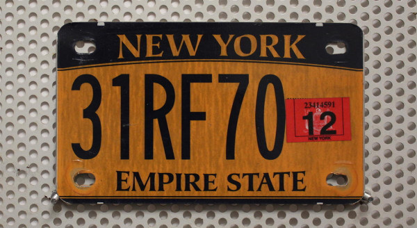 Motorradschild NEW YORK Nummernschild # 31RF70 =