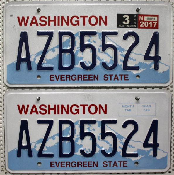 WASHINGTON Schilder PAAR - Zwei USA Nummernschilder # AZB5524 =
