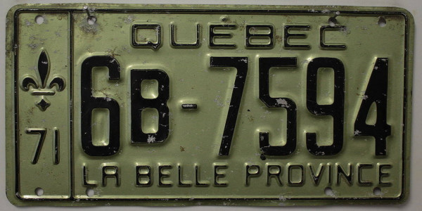 QUÉBEC La Belle Province 71 - Nummernschild # 6B7594