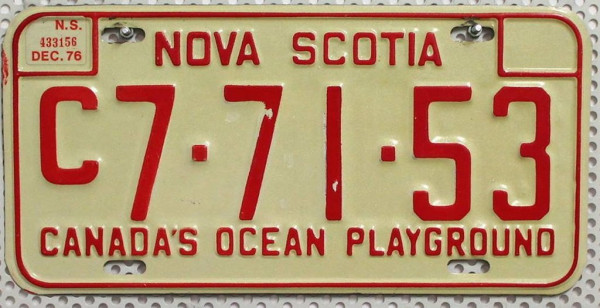 NOVA SCOTIA 1976 Nummernschild Canada # C77153 =