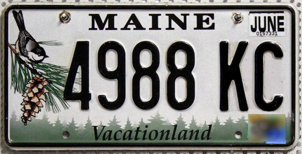 MAINE Vacationland - Nummernschild # 4988KC =