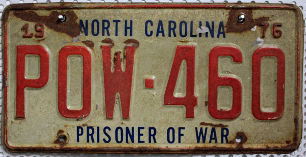 NORTH CAROLINA Prisoner of War - Nummernschild # POW460