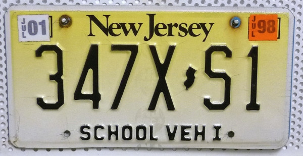 NEW JERSEY # School Vehicle - Nummernschild # 347XS1 =