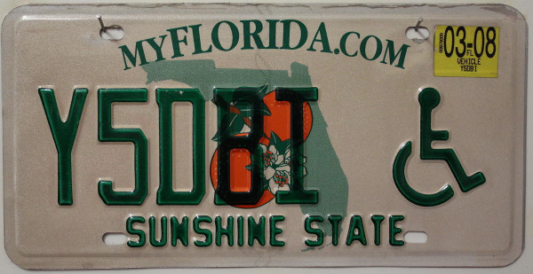 FLORIDA (Typ DISABLED) - Nummernschild # Y5DBI =