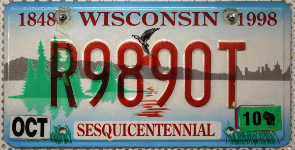 WISCONSIN (1848 1998) - Nummernschild # R9890T =