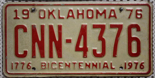 OKLAHOMA - Nummernschild # 1976 Bicentennial (CNN4376)